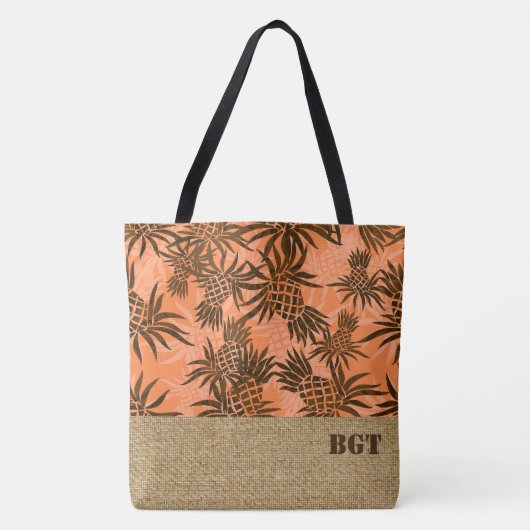 Ananas Camo Monogram Hawaiian Beach Bag Tote Bag (Voorkant)