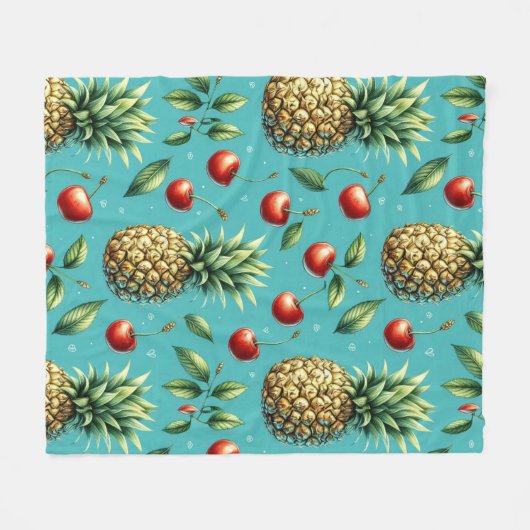Ananas Cherry Bliss Fleece Deken (Voorkant (Horizontaal))