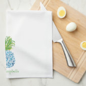 Ananas Chinoiserie Blauw Wit Preppy Custom Theedoek (Quarter Fold)