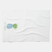 Ananas Chinoiserie Blauw Wit Preppy Custom Theedoek (Horizontaal)