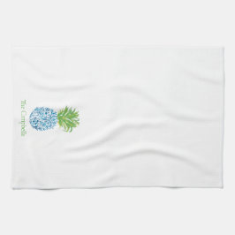 Ananas Chinoiserie Blauw Wit Preppy Custom Theedoek