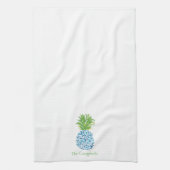 Ananas Chinoiserie Blauw Wit Preppy Custom Theedoek (Verticaal)