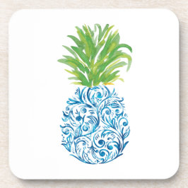 Ananas Chinoiserie Blauw Witte Preppy Bier Onderzetter