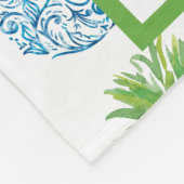 Ananas Chinoiserie Blue White Preppy Name Fleece Deken (Hoek)