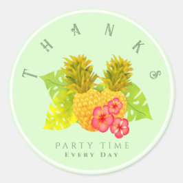 Ananas Chique Groen Ronde Sticker