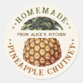 Ananas-chutney inmaaklabel zelfgemaakte conserven ronde sticker (Voorkant)
