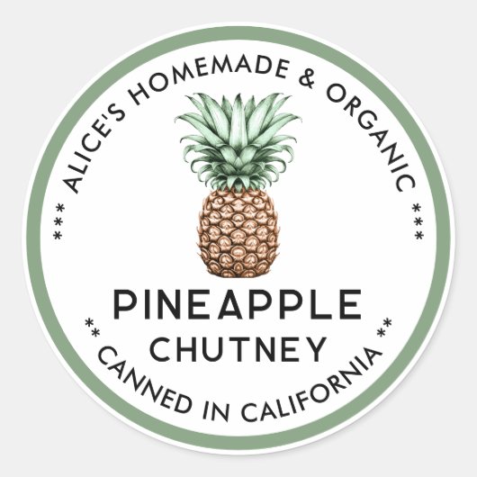 Ananas-chutney inmaaktje label (Voorkant)