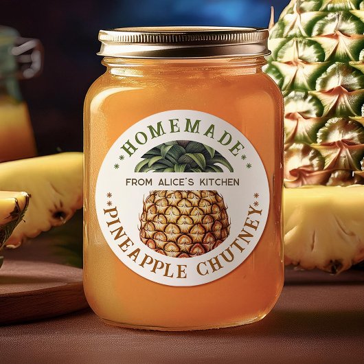 Ananas-chutney inmaaktje label zelfgemaakte conser