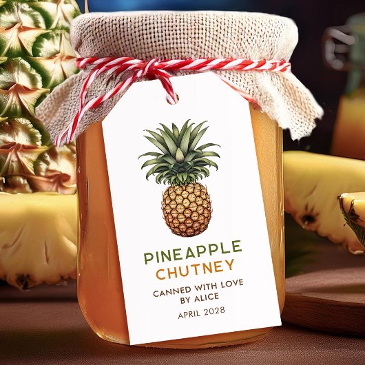 Ananas-chutney zelfgemaakte jam cadeaulabel
