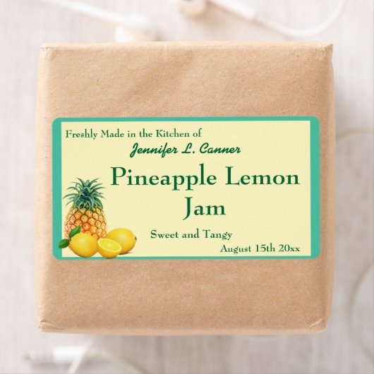 ananas citroenjam behoudt blikpot etiket (Insitu)