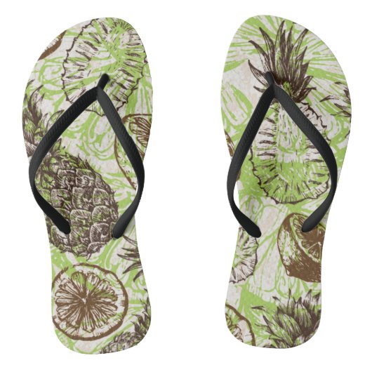 Ananas & citroenpatroon teenslippers (Voetbed)