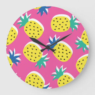 Ananas Crazy Kleuren: Kinderachtige Pop-Art. Grote Klok