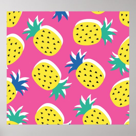 Ananas Crazy Kleuren: Kinderachtige Pop-Art. Poster (Voorkant)