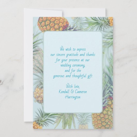 ananas Dank je Passen getrouwd Coupé Kaart (Achterkant)