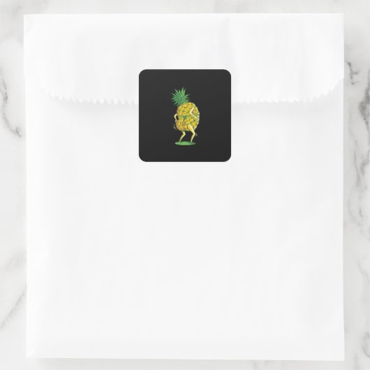 ananas dansen vierkante sticker (Tas)