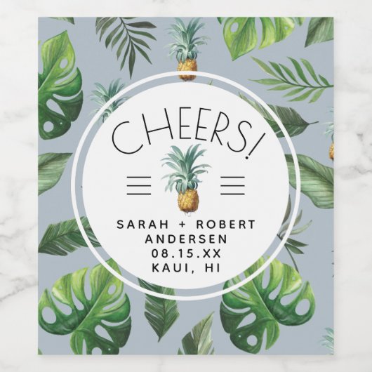 Ananas Delight Tropisch Loof Wijn Etiket (Enkel label)