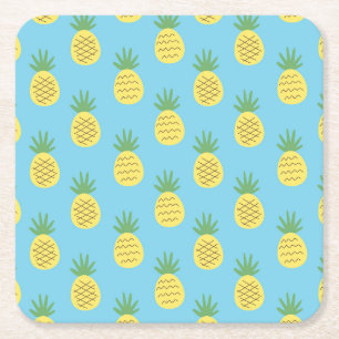 Ananas Delight: Tropische fruitprint Kartonnen Onderzetters