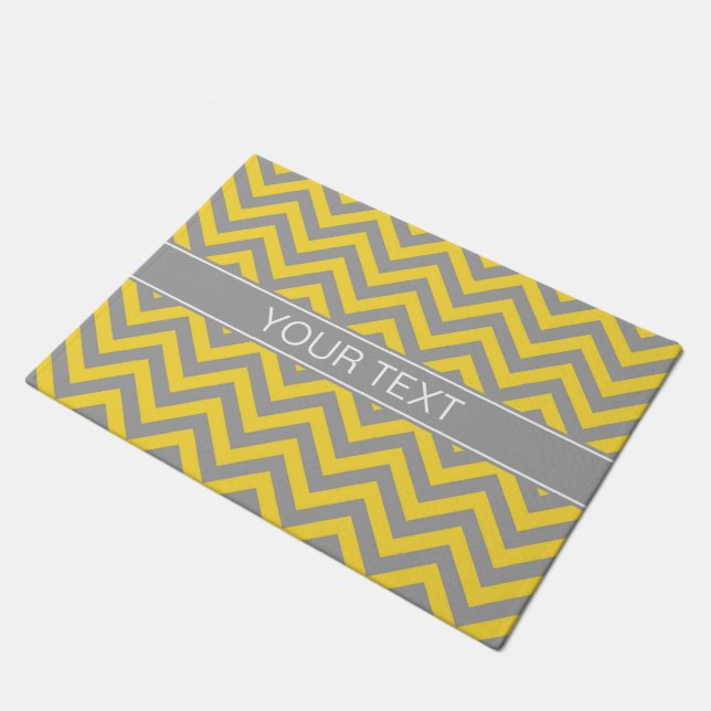 ananas Dk Gray LG Chevron Dk Gray Name Monogram Deurmat (Schuin)