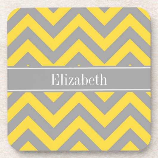 ananas Dk Gray LG Chevron Dk Gray Name Monogram Drankjes Onderzetter (Voorkant)