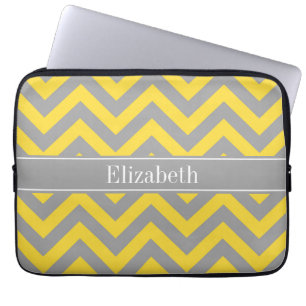 ananas Dk Gray LG Chevron Dk Gray Name Monogram Laptop Sleeve