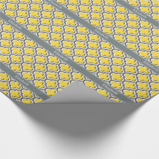 Ananas Dk Gray Moroccan #5DS Char Name Monogram Cadeaupapier (Hoek)