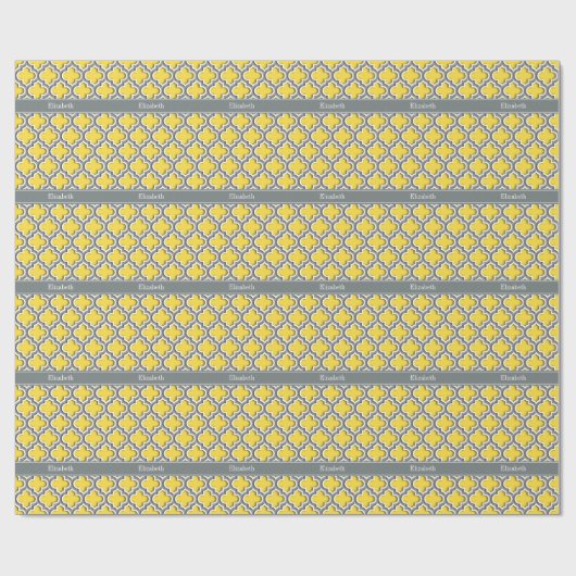 Ananas Dk Gray Moroccan #5DS Char Name Monogram Cadeaupapier (Vlak)