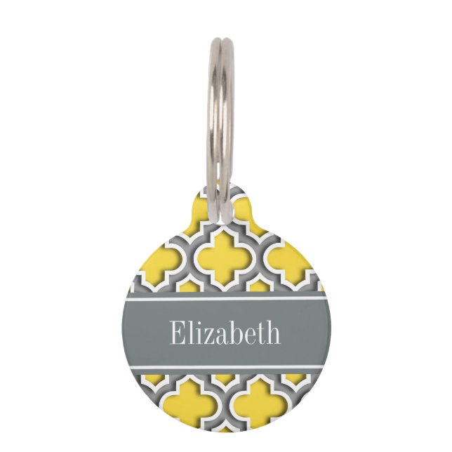 Ananas Dk Gray Moroccan #5DS Char Name Monogram Huisdierpenning (Voorkant)