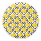 Ananas Dk Grey White Moroccan Quatrefoil #5DS Keramische Knop (Voorkant)