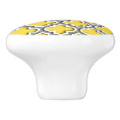 Ananas Dk Grey White Moroccan Quatrefoil #5DS Keramische Knop (Zijkant)