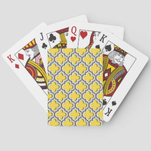 Ananas Dk Grey White Moroccan Quatrefoil #5DS Pokerkaarten