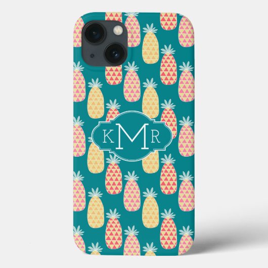 Ananas Doodle Patroon | Monogram Case-Mate iPhone Case (Achterkant)