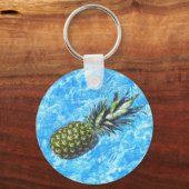 Ananas drijvend in het water vreedzame zoete sleutelhanger (Voorkant)