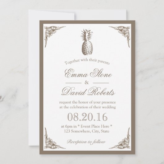 ananas Elegant Wedding Kaart (Voorkant)