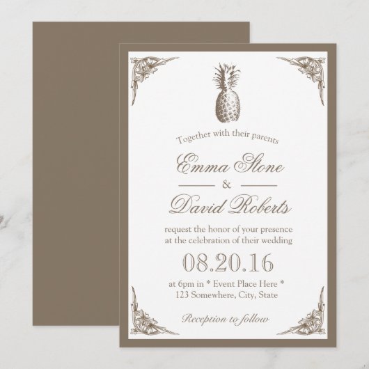  ananas Elegant Wedding Kaart (Voorkant / Achterkant)