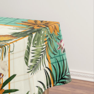  Ananas en Bloemen Geruit Tafelkleed
