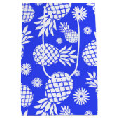 Ananas en Daisy blauw wit cadeau tas Medium Cadeauzakje (Achterkant)