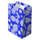 Ananas en Daisy blauw wit cadeau tas Medium Cadeauzakje (Achterkant Gekanteld)