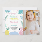 Ananas en Flamingo Birthday-uitnodigingen met foto Kaart (Voorkant)