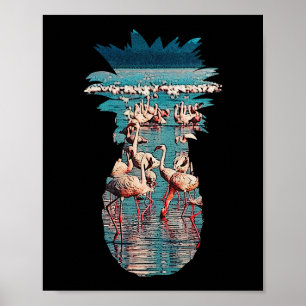 Ananas en Flamingo ontwerp strandzomer Poster