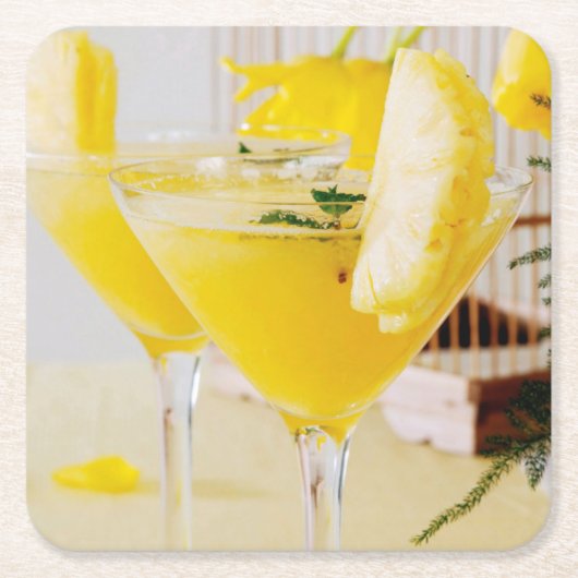 Ananas- en gember Fresca-cocktail Kartonnen Onderzetters (Voorkant)