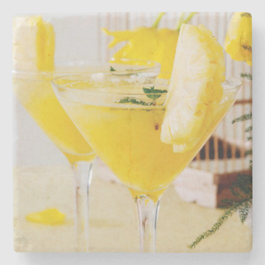 Ananas en gember Fresca cocktail Stenen Onderzetter (Voorkant)
