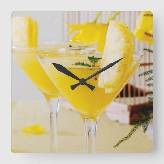 ananas en gember Fresca cocktail Vierkante Klok (Voorkant)