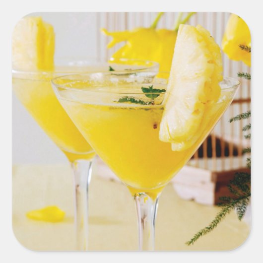 ananas en gember Fresca cocktail Vierkante Sticker (Voorkant)
