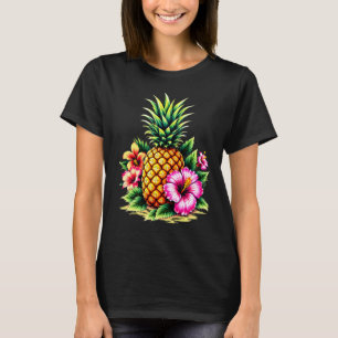 Ananas en Hibiscus bloem Hawaii Summer Beach T-shirt
