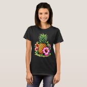 Ananas en Hibiscus bloem Hawaii Summer Beach T-shirt (Voorkant volledig)