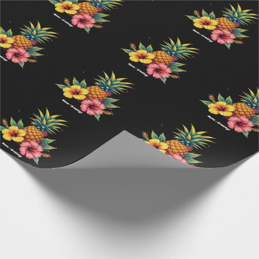 Ananas en Hibiscus Floral Hawaii Summer Beach Cadeaupapier (Hoek)