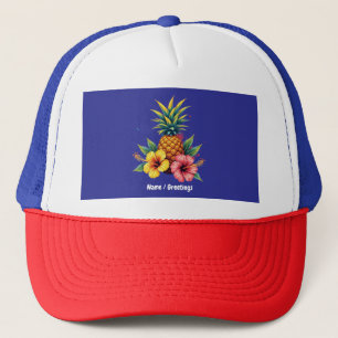 Ananas en Hibiscus Floral Hawaii Summer Beach Trucker Pet