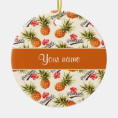 Ananas en Hibiscus Keramisch Ornament (Voorkant)