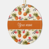 Ananas en Hibiscus Keramisch Ornament (Links)