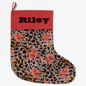 Ananas en Hibiscus op Black Grote Kerstsok (Voorkant)